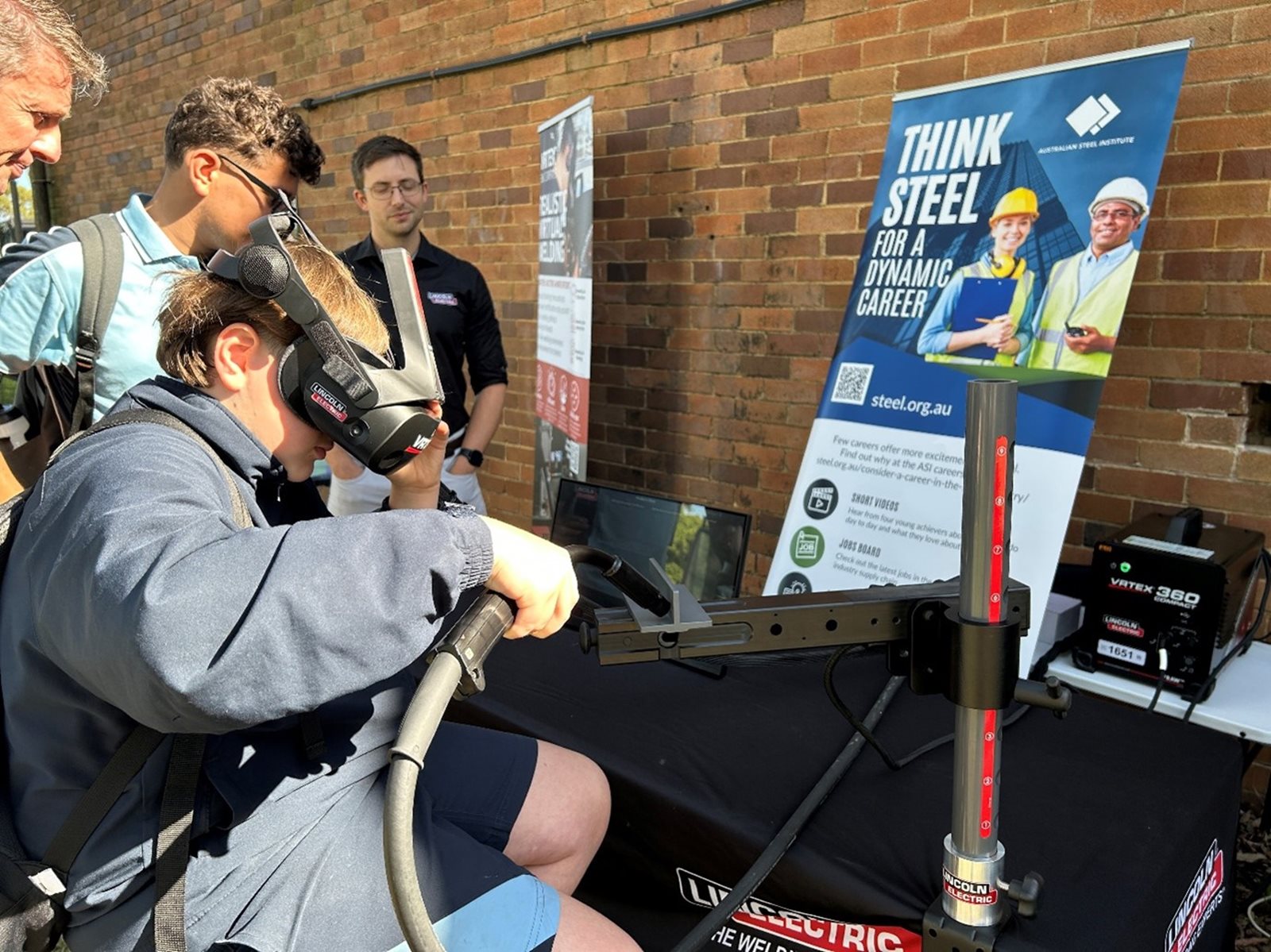 A Punchbowl High School student tries out a virtual welding simulator